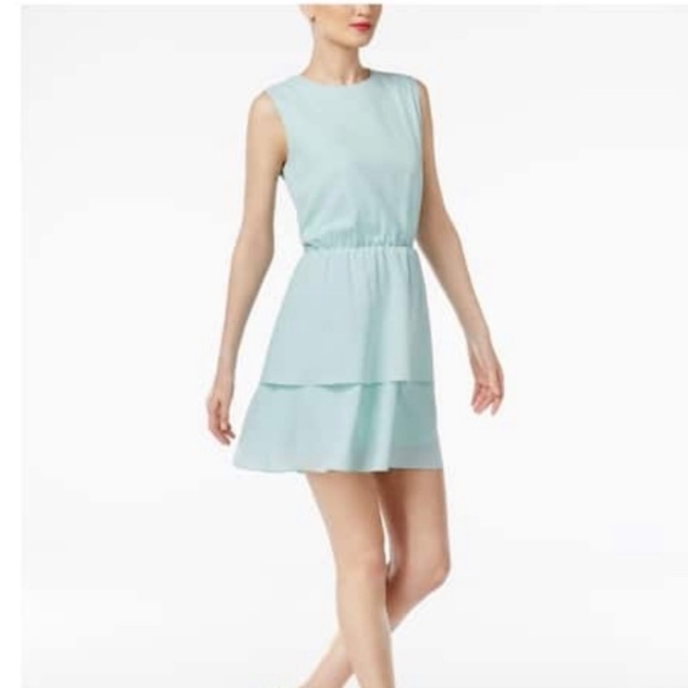 CR by Cynthia Rowley Aqua Tiered Dot Dress XL NWT